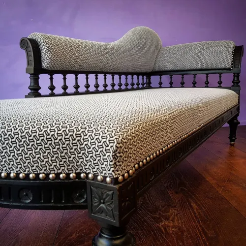 Chaiselongue neu gepolstern, Stoff Houlés