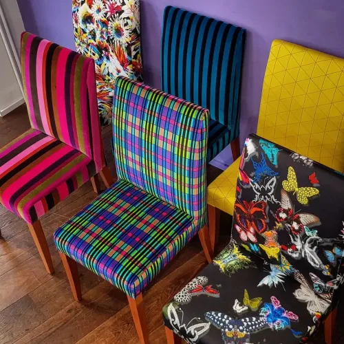 Esszimmerstühle mit Stoffen von Christian Lacroix, Designers Guild, Lelièvre