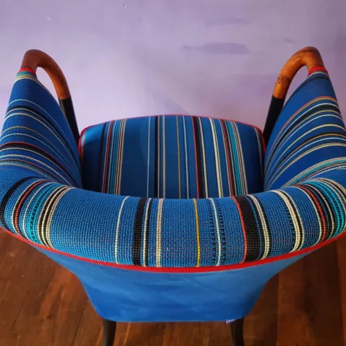  Giorgetti Sessel von Umberto Asnagnon aus den 90er mit Streifenstoff von Paul Smith