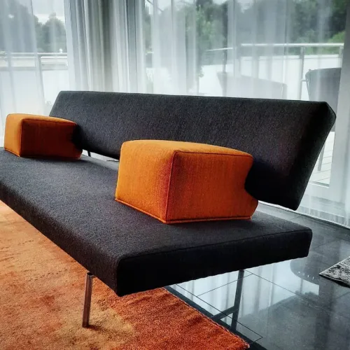 Sofa Spectrum Martin Visser, 1950, neu gepolstert, Wollstoff-Bezug