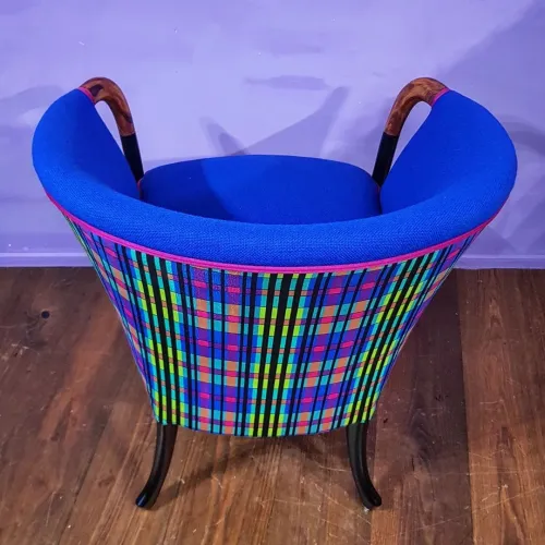 Giorgetti Sessel von Umberto Asnagnon aus den 90er mit Karree-Stoff neu gepolstert